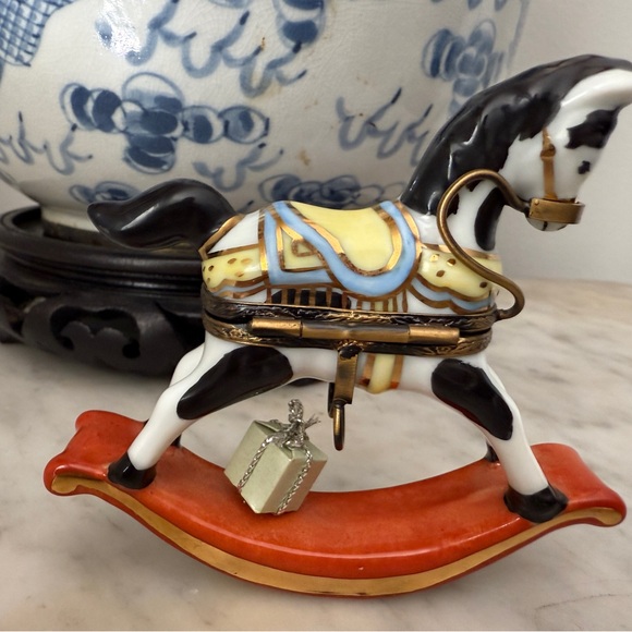 Vintage Limoges France Hand-painted Rocking Horse Trinket Box - Picture 2 of 6